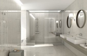 Porcelain tile bathroom flooring